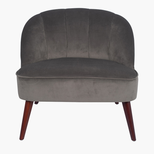 Dove Grey Velvet Chair with Walnut Effect Legs