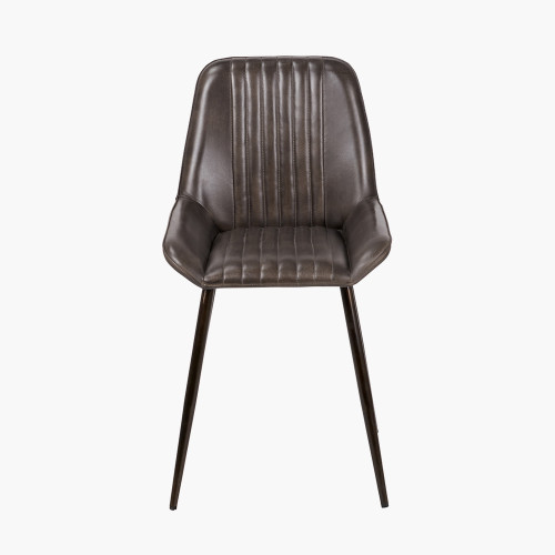 Angelo Peppercorn Leather Retro Dining Chair