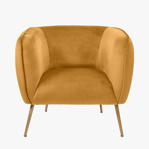 Lucca Gold Velvet and Metal Armchair