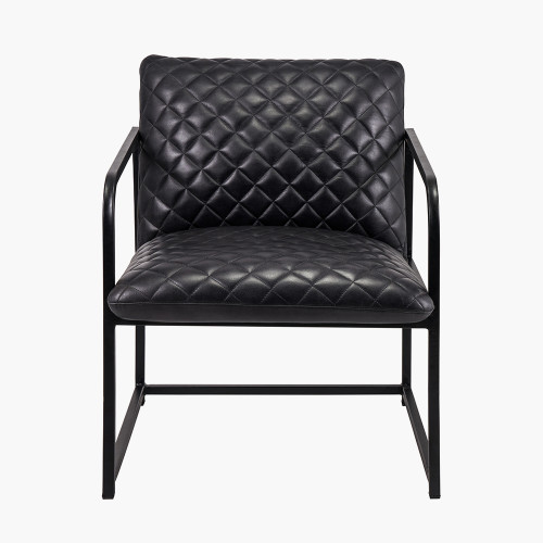 Marchetti Steel Grey Leather and Iron Arm Chair