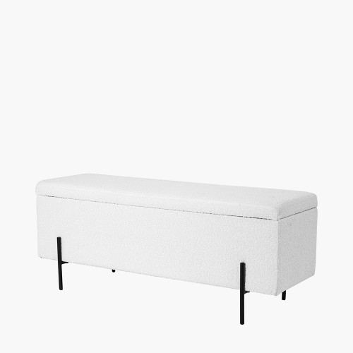 Pacific Lifestyle Limited - Catania Bouclé Storage Bench With Black Legs