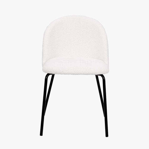 Turi Boucle Dining Chair with Black Legs