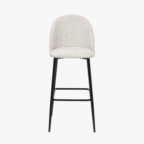 Turi Pebble Linen Mix Bar Stool with Black Legs