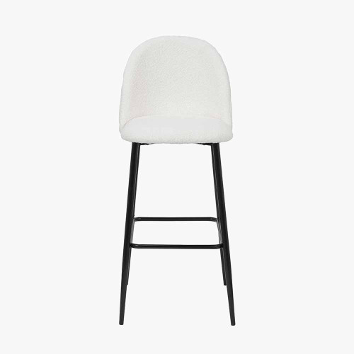 Turi Boucle Bar Stool with Black Legs