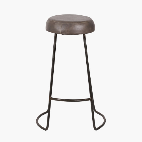 Cosimo Peppercorn Leather Bar Stool