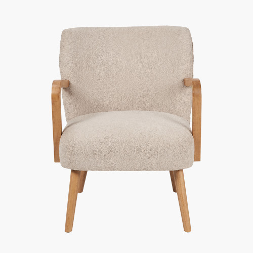 Sennori Taupe Teddy & Rubber Wood Chair