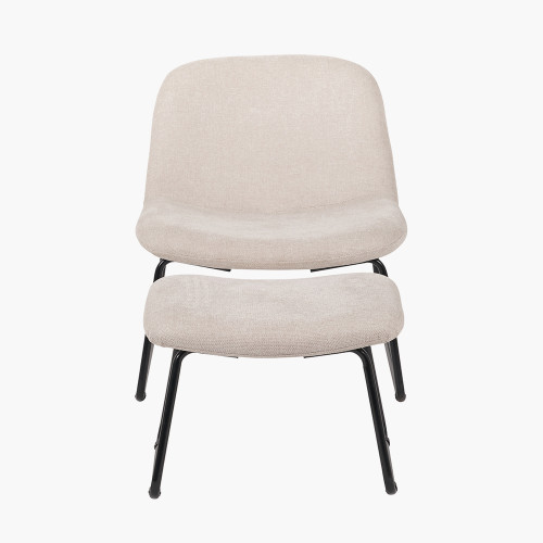 Chiara Natural Chenille Chair & Footstool