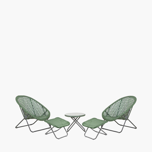 Outdoor Green Loungers & Footstools Set