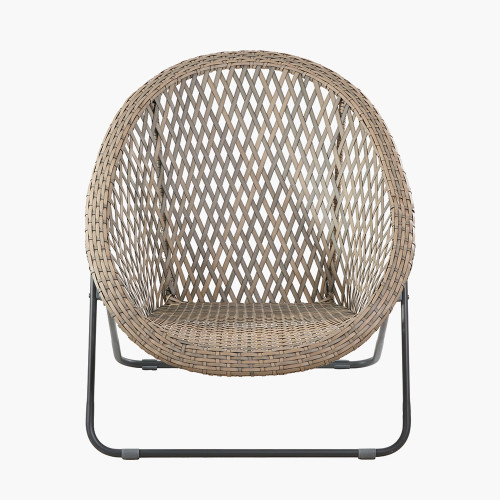 tobs Grey Synthetic Rattan Lounger Chair