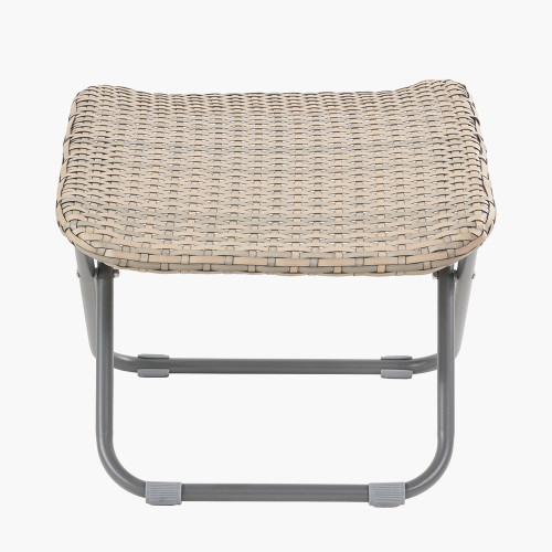 tobs Grey Synthetic Rattan Folding Footstool