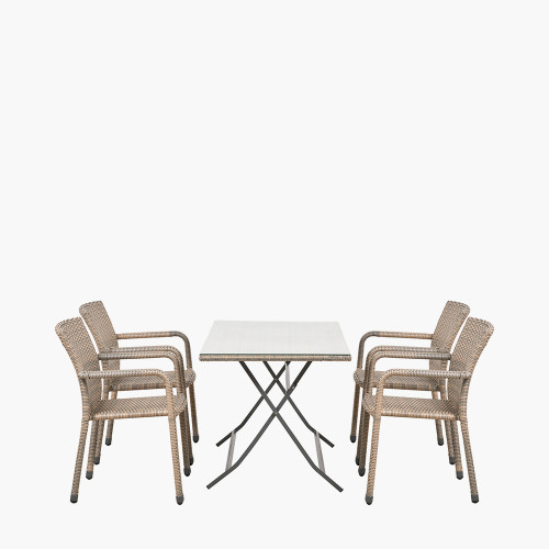 tobs Grey Rattan 4 Seater Dining Set