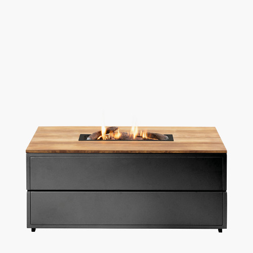 Cosipure 120 Rectangular Fire Pit Black and Teak