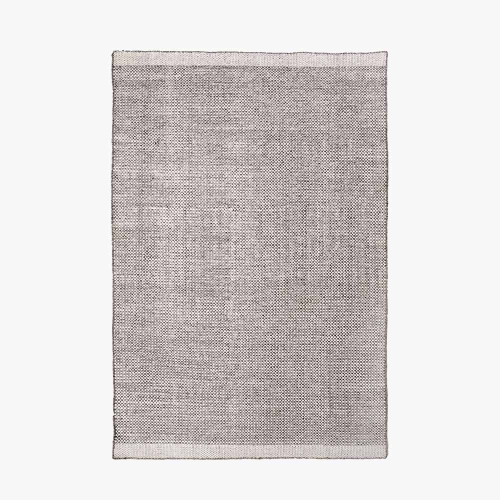 Indoor Outdoor Recycled PET Yarn Dark Grey and White Basket Weave Design Rug