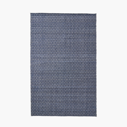 Indoor Outdoor Recycled PET Yarn Denim Blue and White Ikat Design Rug