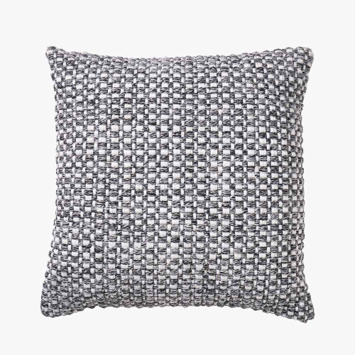 Indoor Outdoor Polyester Dark Grey and White Basket Weave Design Scatter Cushion