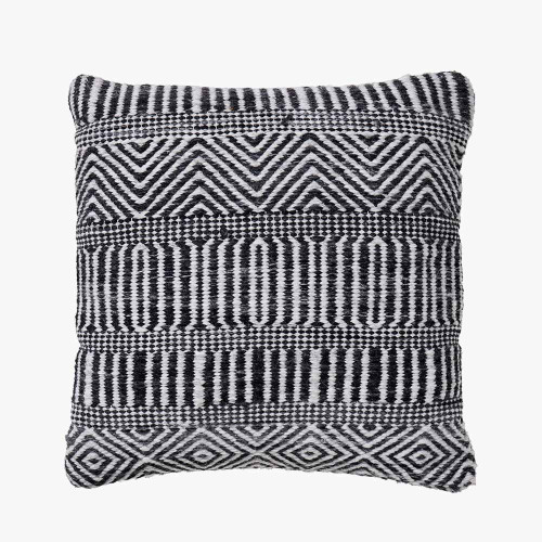 Indoor Outdoor Polyester Black and White Inca Design Scatter Cushion