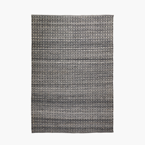 Indoor Outdoor Grey Double Stitch Rug Large