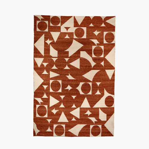 Indoor Outdoor Terracotta/Ivory Geo LRG Rug