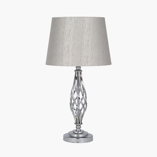 Silver Metal Twist Detail Table Lamp