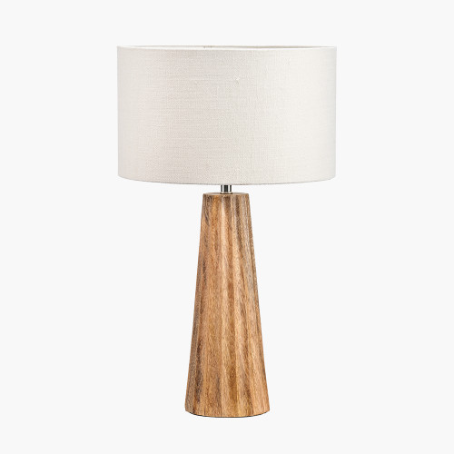 Draydon Natural Wood Textured Cone Table Lamp