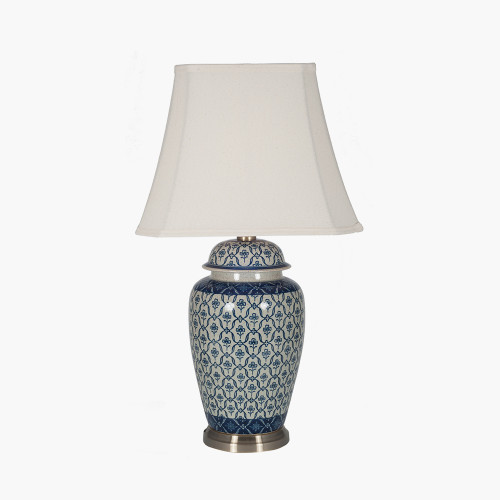 Blue and White Ceramic Ginger Jar Table Lamp