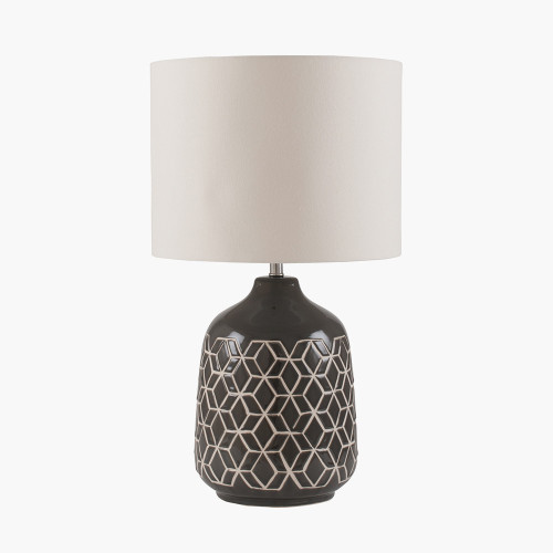 Dark Grey Geo Ceramic Table Lamp