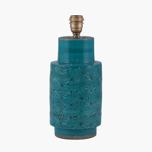 Aquamarine Stoneware Etch Detail Table Lamp