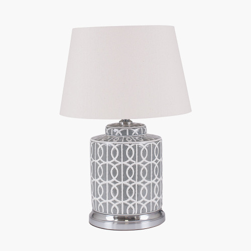 Grey and White Geo Pattern Table Lamp