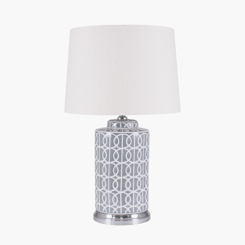 Tall Grey and White Geo Pattern Table Lamp