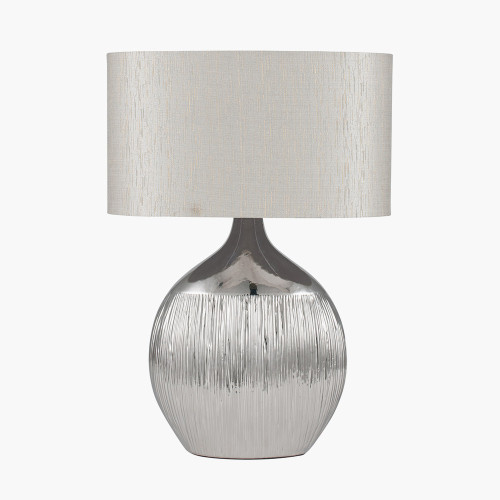 Silver Etched Ceramic Table Lamp