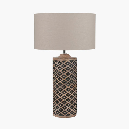 Tall Wooden Diamond Table Lamp 