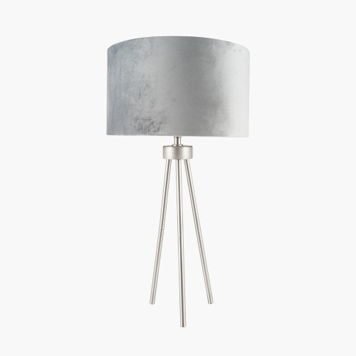 Brushed Silver Metal Tripod Table Lamp