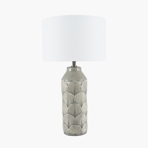 Embossed Grey Ceramic Table Lamp