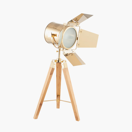 Gold and Natural Tripod Table Lamp