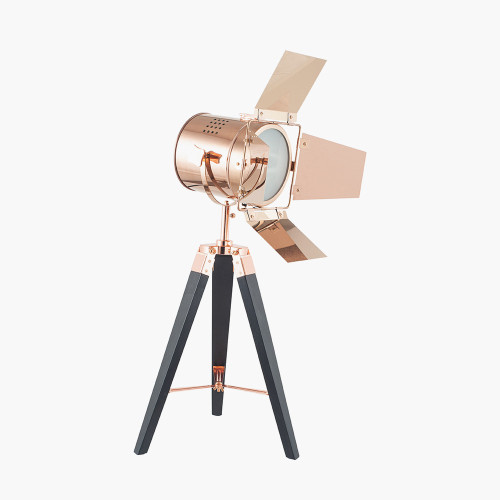 Copper and Black Tripod Table Lamp