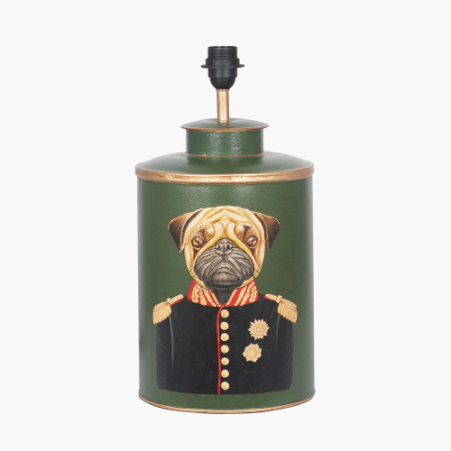 Green Hand Painted Dog Metal Table Lamp