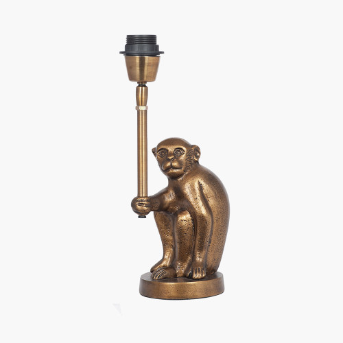 Antique Brass Metal Monkey Table Lamp