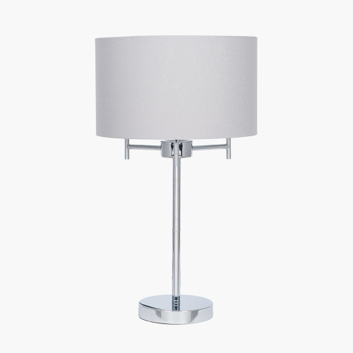 Silver 3 Light Metal Table Lamp