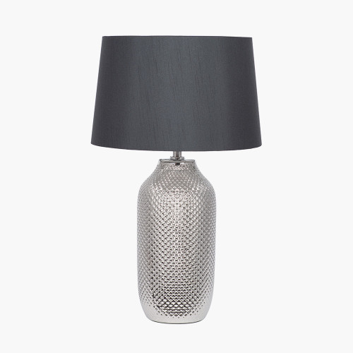 Silver Textured Ceramic Table Lamp