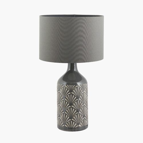 Poiret Grey Art Deco Detail Ceramic Table Lamp