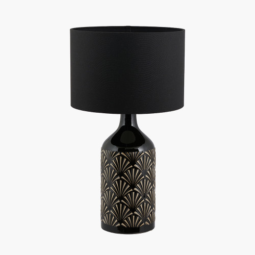 Poiret Black Art Deco Detail Ceramic Table Lamp