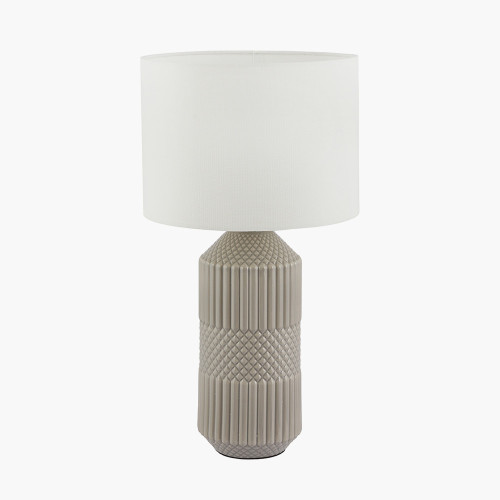 Meribel Grey Geo Textured Tall Ceramic Table Lamp