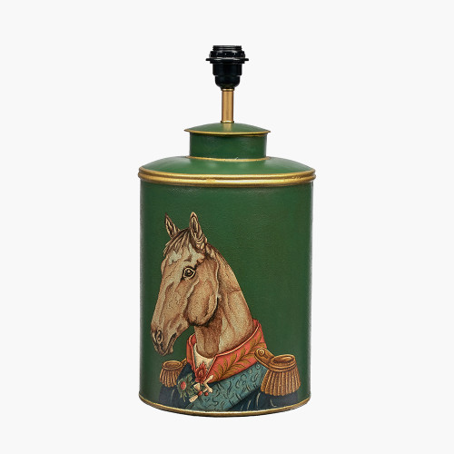 Horse Green Hand Painted Metal Table Lamp