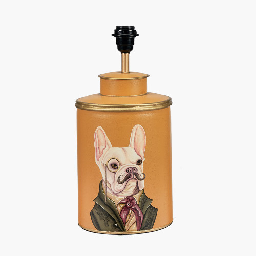 Boston Terrier Mustard Hand Painted Metal Table Lamp