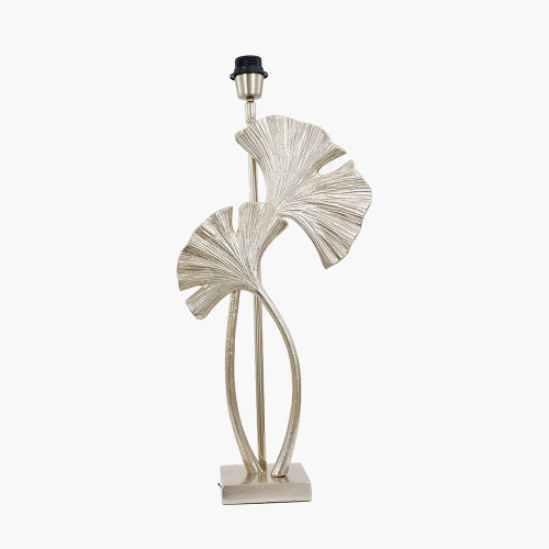 Gingko Shiny Champagne Metal Tall Gingko Leaf Table Lamp