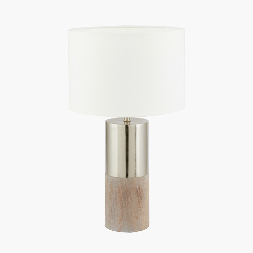 Etosha Grey Wood & Silver Metal Table Lamp