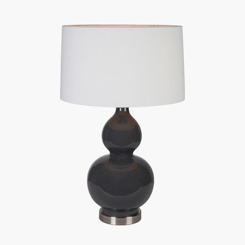 Gatsby Grey Ceramic Table Lamp With Brushed Silver Metal Detail