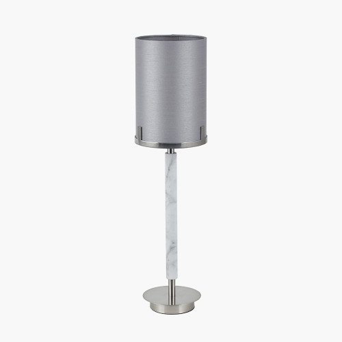 Midland Brushed Nickel and Grey Marble Effect Table Lamp