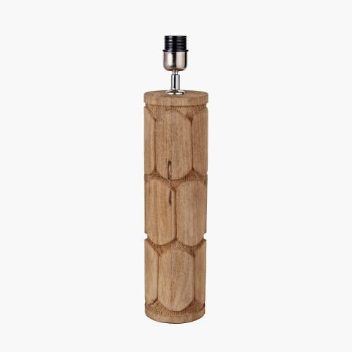 Aurelia Embossed Natural Wood Tall Table Lamp