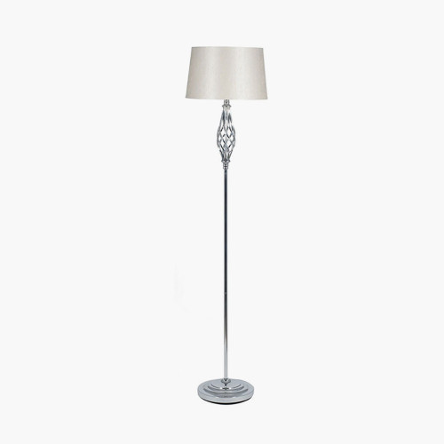 Silver Metal Twist Detail Floor Lamp 